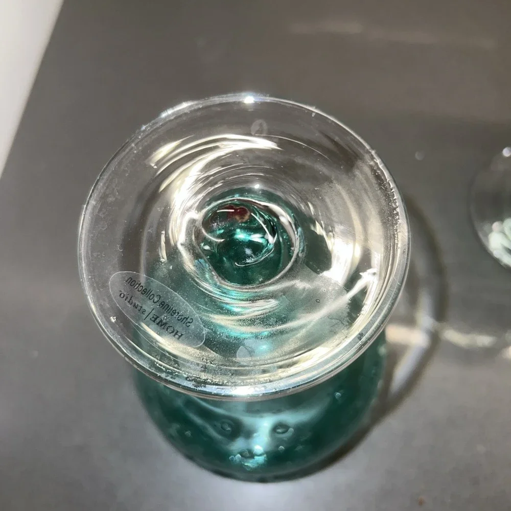 3 Blue Bubble Water Goblet By Home Studios, The Shoreline Collection